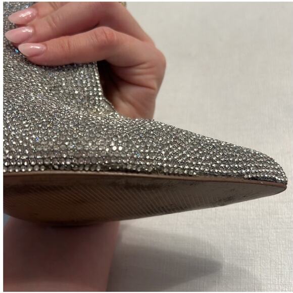 Steve Madden Callen Silver Rhinestone Ankle Pointed Toe 4.35" Mirror Heel 8 Boot - Picture 7 of 15